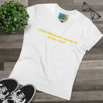 Tricou Premium V-Neck Premium pentru Bărbați – *Toate Problemele Au O Soluție*